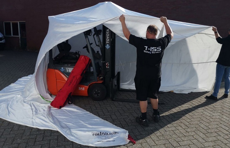 Feuerlöschdecke für elektrische Gabelstapler und Hubwagen